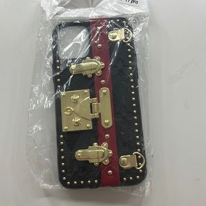 Black, red, and gold iPhone 11 Pro phone case